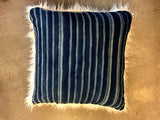 24" INDIGO PILLOWS BACKED WITH FAUX FUR