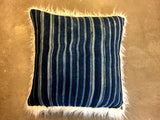 24" INDIGO PILLOWS BACKED WITH FAUX FUR