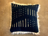 24" INDIGO PILLOWS BACKED WITH FAUX FUR