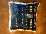 24" INDIGO PILLOWS BACKED WITH FAUX FUR