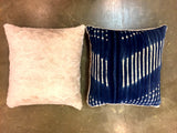 24" INDIGO PILLOWS BACKED WITH FAUX FUR