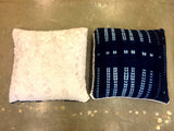 24" INDIGO PILLOWS BACKED WITH FAUX FUR