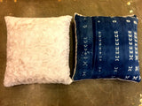 24" INDIGO PILLOWS BACKED WITH FAUX FUR