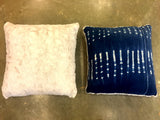 24" INDIGO PILLOWS BACKED WITH FAUX FUR