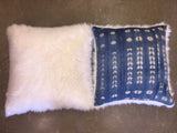 24" INDIGO PILLOWS BACKED WITH FAUX FUR