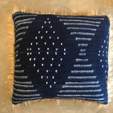 24" INDIGO PILLOWS BACKED WITH FAUX FUR